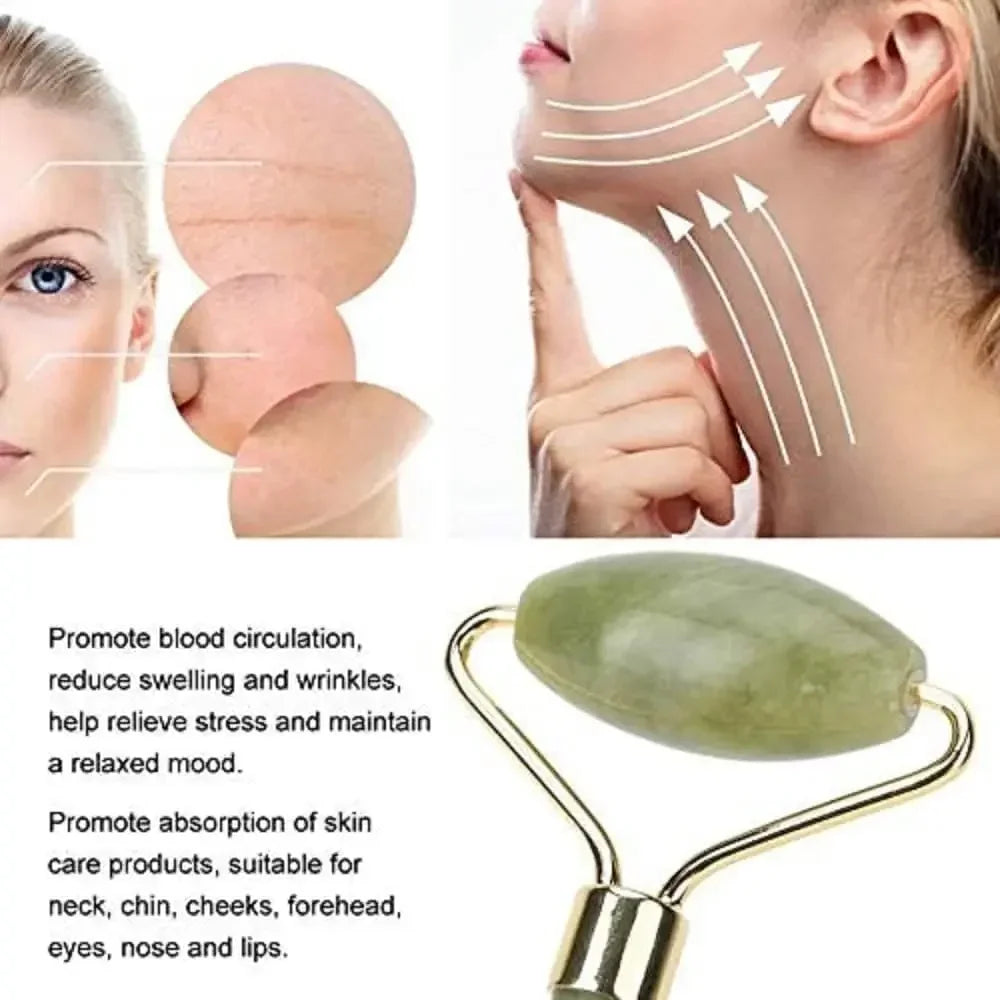 Natural Jade Face Roller | Gua Sha Set |Soothe, Sculpt, and Glow Naturally - Skin Deep Secrets 